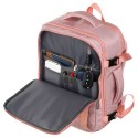 Plecak z miejscem na laptopa wykonany z cordury w różowym kolorze, zawieszony na regulowanych szelkach - Peterson