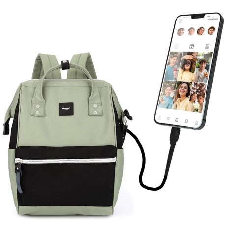 Pojemny, zielono-czarny plecak na laptopa z portem USB - Himawari