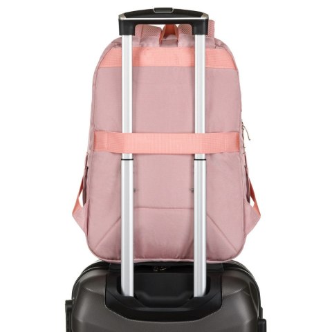 Różowy, miejski i pojemny plecak z nylonu z przegrodą na laptopa - Peterson Różowy, miejski i pojemny plecak z nylonu z przegrodą na laptopa - Peterson
