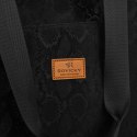 Czarny shopper damski z poliestru zawieszony na wygodnych uchwytach - Rovicky Czarny shopper damski z poliestru zawieszony na wygodnych uchwytach - Rovicky