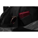Czarny shopper damski z poliestru zawieszony na wygodnych uchwytach z zewnętrzną kieszonką na suwak - Rovicky Czarny shopper damski z poliestru zawieszony na wygodnych uchwytach z zewnętrzną kieszonką na suwak - Rovicky