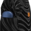 Duży shopper damski z poliestru w czarnym kolorze pokryty falistym wzorem - Rovicky Duży shopper damski z poliestru w czarnym kolorze pokryty falistym wzorem - Rovicky