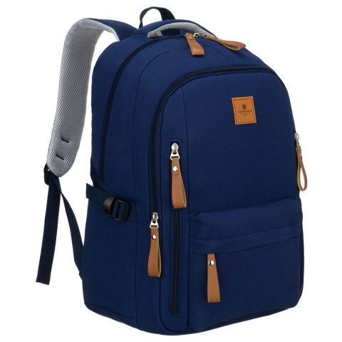 Młodzieżowy plecak szkolny z poliestru w granatowym kolorze z miejscem na laptopa - Peterson