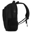 Plecak szkolny z poliestru w czarnym kolorze z portem USB - Peterson Plecak szkolny z poliestru w czarnym kolorze z portem USB - Peterson