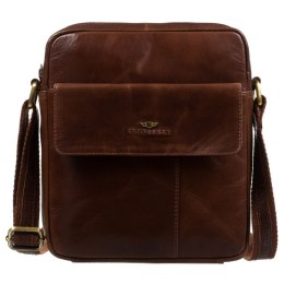 Brązowa listonoszka męska ze skóry naturalnej, zamykana suwakiem - Peterson