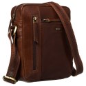 Elegancka listonoszka męska ze skóry naturalnej w brązowym kolorze - Peterson Elegancka listonoszka męska ze skóry naturalnej w brązowym kolorze - Peterson