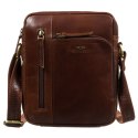 Elegancka listonoszka męska ze skóry naturalnej w brązowym kolorze - Peterson Elegancka listonoszka męska ze skóry naturalnej w brązowym kolorze - Peterson