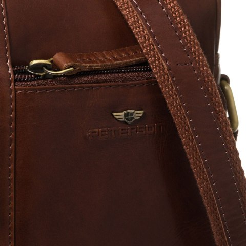 Elegancka listonoszka męska ze skóry naturalnej w brązowym kolorze - Peterson Elegancka listonoszka męska ze skóry naturalnej w brązowym kolorze - Peterson
