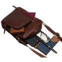 Elegancka listonoszka męska ze skóry naturalnej w brązowym kolorze - Peterson Elegancka listonoszka męska ze skóry naturalnej w brązowym kolorze - Peterson