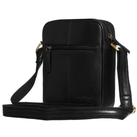 Jednokomorowa listonoszka męska ze skóry naturalnej w czarnym kolorze, zamykana suwakiem - Peterson