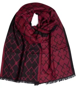 Szal męski szalik z frędzelkami we wzory Elegancki (Bordowy)