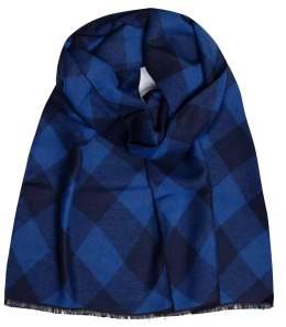 Szal męski szalik z frędzelkami we wzory Elegancki (Niebieski)