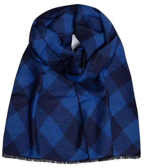 Szal męski szalik z frędzelkami we wzory Elegancki (Niebieski)