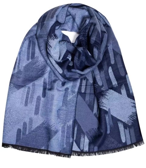 Szal męski szalik z frędzelkami we wzory Elegancki (Niebieski)