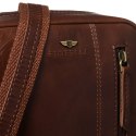 Brązowa listonoszka męska ze skóry naturalnej zamykana suwakiem - Peterson
