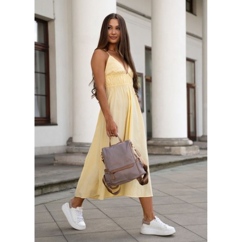 Miejski plecak damski z nylonu i skóry ekologicznej w beżowym kolorze - Peterson