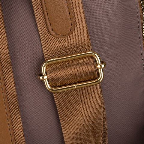 Miejski plecak damski z nylonu i skóry ekologicznej w beżowym kolorze - Peterson