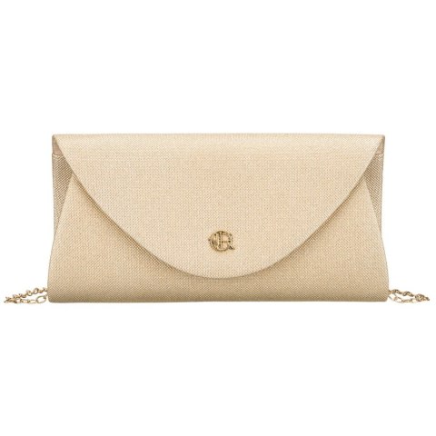 Złota, brokatowa kopertówka damska wykonana z tkaniny syntetycznej - Rovicky