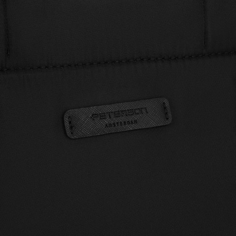 Czarna, duża shopperka damska z nylonu, mieszcząca format A4 i zamykana klipsem magnetycznym - Peterson