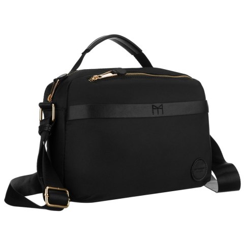 Czarna listonoszka damska z nylonu, jednokomorowa i zamykana suwakiem - Peterson