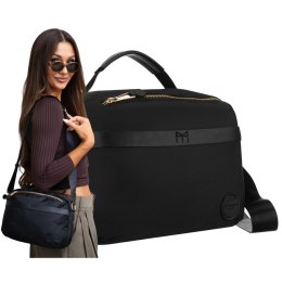 Czarna listonoszka damska z nylonu, jednokomorowa i zamykana suwakiem - Peterson