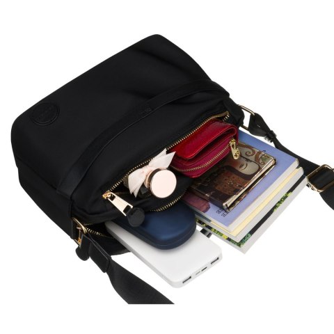 Czarna listonoszka damska z nylonu, jednokomorowa i zamykana suwakiem - Peterson