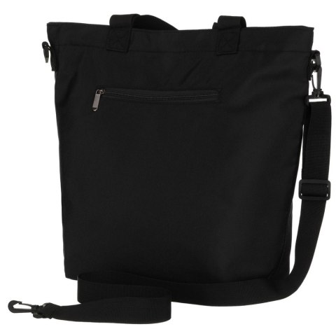 Czarna shopperka damska zamykana suwakiem z kieszonką zewnętrzną - Peterson