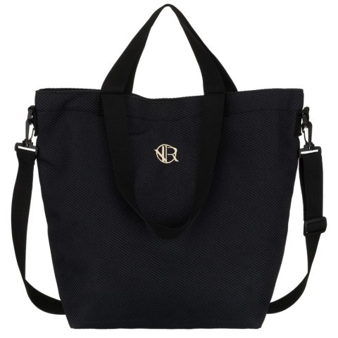 Czarna torba damska wykonana z poliestru z kieszonką zewnętrzną - Rovicky