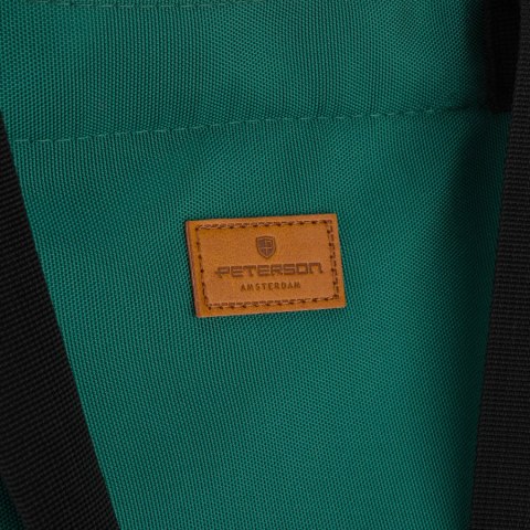 Duża, ciemnozielona shopperka damska z poliestru, zawieszona na uchwytach i doczepianym pasku - Peterson