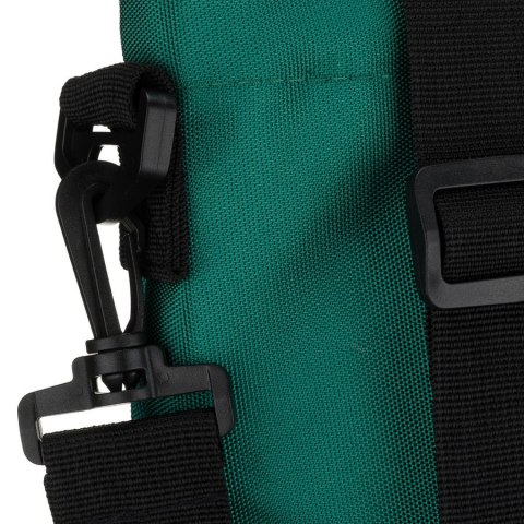 Duża, ciemnozielona shopperka damska z poliestru, zawieszona na uchwytach i doczepianym pasku - Peterson