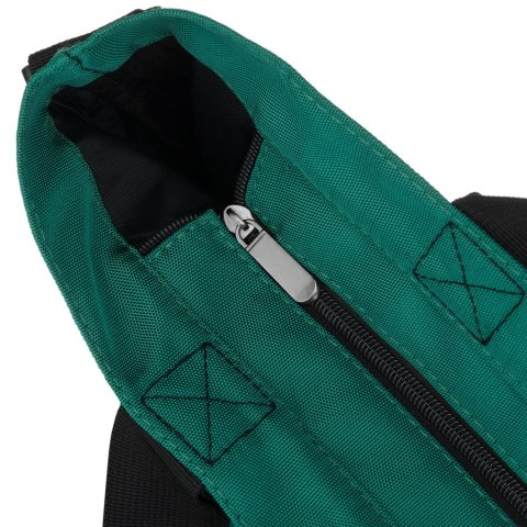 Duża, ciemnozielona shopperka damska z poliestru, zawieszona na uchwytach i doczepianym pasku - Peterson