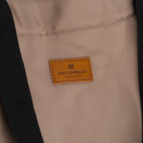 Duża torba damska z poliestru w beżowym kolorze, jednokomorowa - Peterson