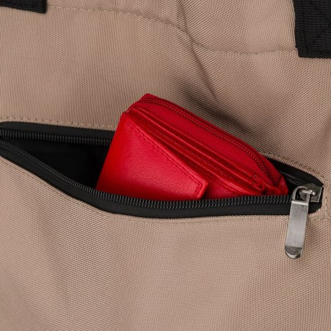 Duża torba damska z poliestru w beżowym kolorze, jednokomorowa - Peterson