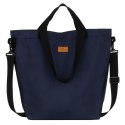 Granatowa shopperka damska z poliestru z kieszenią zewnętrzną - Peterson