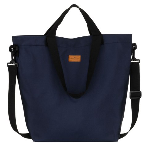 Granatowa shopperka damska z poliestru z kieszenią zewnętrzną - Peterson
