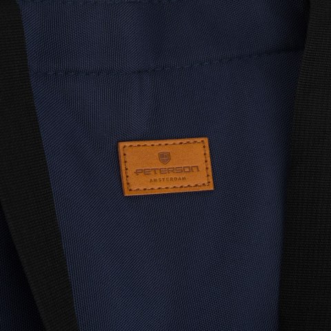 Granatowa shopperka damska z poliestru z kieszenią zewnętrzną - Peterson