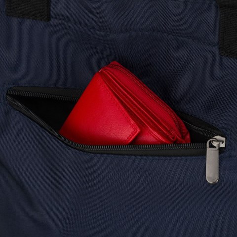 Granatowa shopperka damska z poliestru z kieszenią zewnętrzną - Peterson