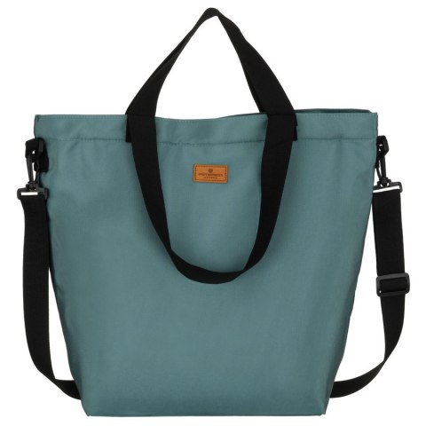 Jasnozielona shopperka damska z poliestru, zawieszona na uchwytach i doczepianym pasku - Peterson