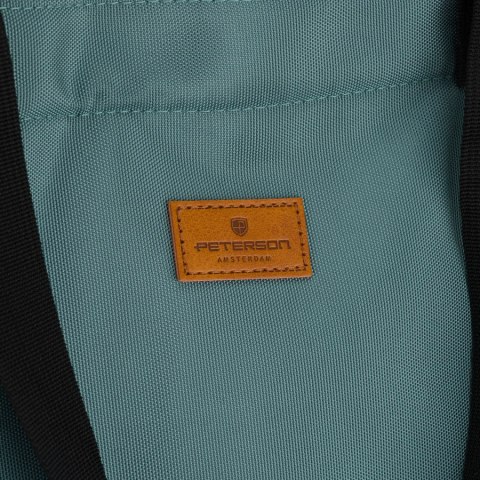 Jasnozielona shopperka damska z poliestru, zawieszona na uchwytach i doczepianym pasku - Peterson