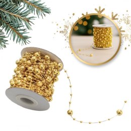 Łańcuch na choinkę 10m girlanda koraliki gold BOŻE NARODZENIE WOZ13