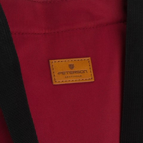 Pojemna torba damska z poliestru w burgundowym kolorze zamykana suwakami - Peterson