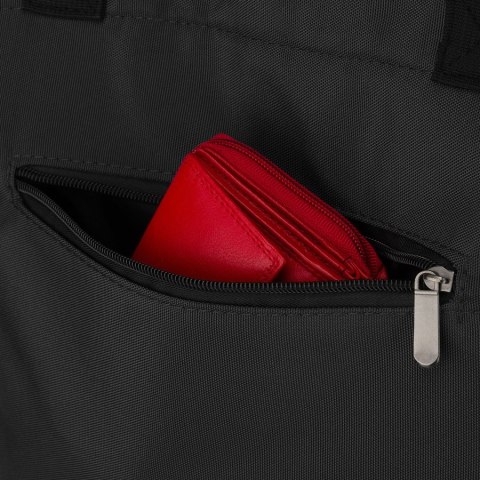 Torba damska z poliestru w ciemnoszarym kolorze zamykana suwakami z kieszenią zewnętrzną - Peterson