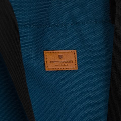 Turkusowa shopperka damska zawieszona na wygodnych uchwytach i doczepianym pasku, zamykana suwakiem - Peterson