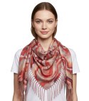 Chusta szal szalik z falistym delikatnym wzorem z frędzlami (Czerwony)