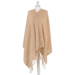 Dwustronny szalik damski z poliestru w beżowym kolorze z frędzlami - Peterson