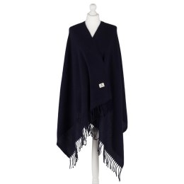 Granatowy, elegancki szalik damski z poliestru z frędzlami - Peterson