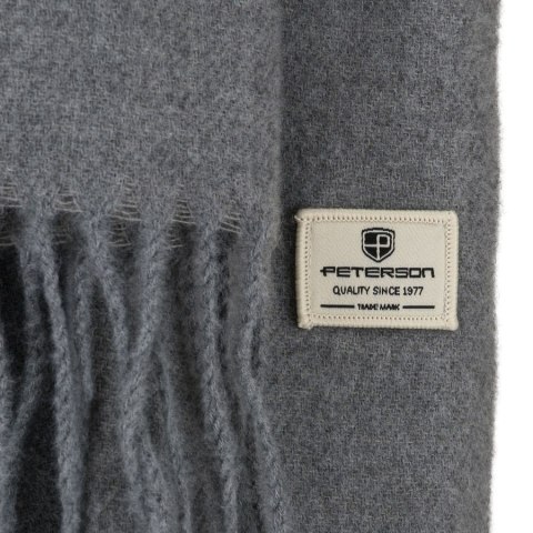 Szary, elegancki szalik damski z poliestru z frędzlami - Peterson