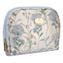 Błękitno-beżowa kosmetyczka podróżna z materiału syntetycznego zdobiona kwiatami - Peterson