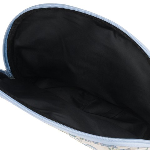 Błękitno-beżowa kosmetyczka podróżna z materiału syntetycznego zdobiona kwiatami - Peterson