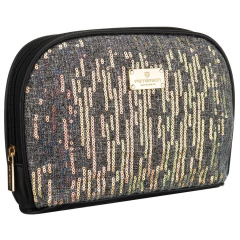 Czarna kosmetyczka z materiału syntetycznego, jednokomorowa i zamykana suwakiem - Peterson